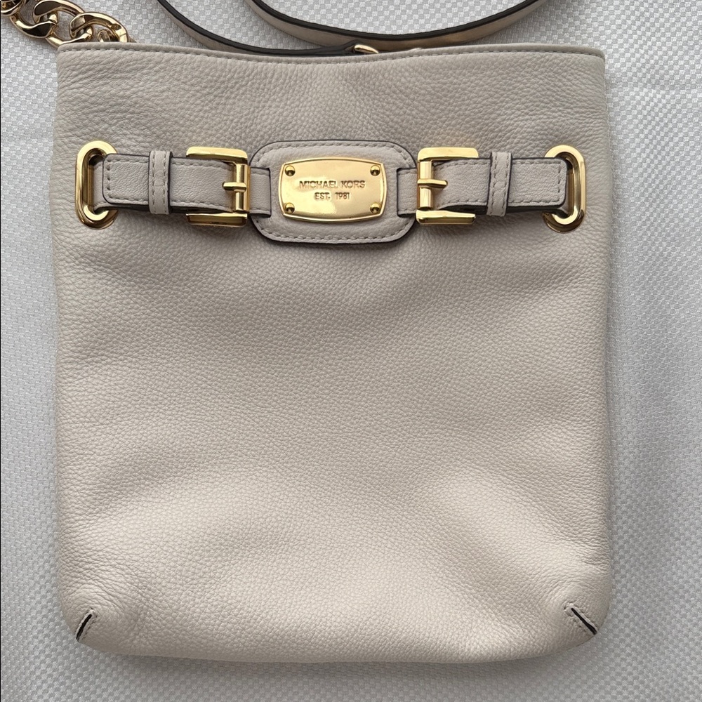 Michael Kors Beige Crossbody Bag with Gold Accents